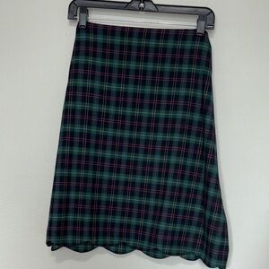 Green and Pink Plaid A-Line Skirt
